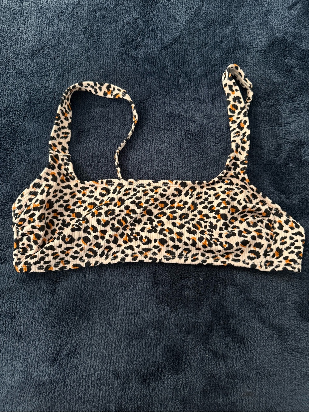 Leopard Print Ribbed Bralette Top - Neutral Tones